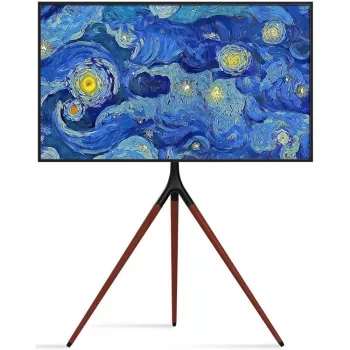 Boden-TV-Ständer TECHLY ICA-TR18SAM für 45 Zoll–65 Zoll (114,3–165,1 cm), VESA 200x200–600x400, Tragfähigkeit 32 kg, Walnuss