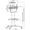 Bodenständerhalterung TECHLY ICA-TR16T für 37-Zoll- bis 70-Zoll-Displays, VESA 200x200–600x400, bis zu 50 kg, höhenverstellbar, Rollen, Neigung ±10° (schwarz)