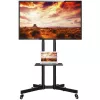 Bodenständerhalterung TECHLY ICA-TR16T für 37-Zoll- bis 70-Zoll-Displays, VESA 200x200–600x400, bis zu 50 kg, höhenverstellbar, Rollen, Neigung ±10° (schwarz)