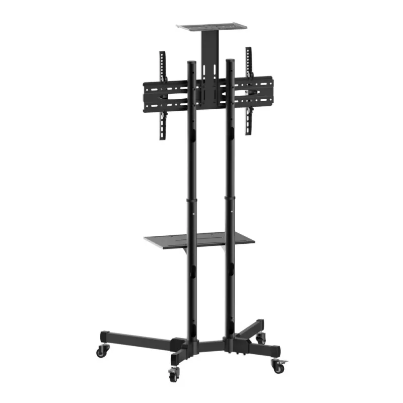Bodenständerhalterung TECHLY ICA-TR16T für 37-Zoll- bis 70-Zoll-Displays, VESA 200x200–600x400, bis zu 50 kg, höhenverstellbar, Rollen, Neigung ±10° (schwarz)