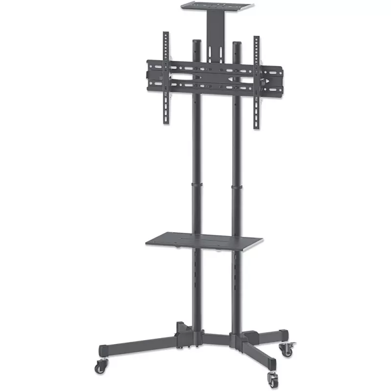 Bodenständerhalterung TECHLY ICA-TR16T für 37-Zoll- bis 70-Zoll-Displays, VESA 200x200–600x400, bis zu 50 kg, höhenverstellbar, Rollen, Neigung ±10° (schwarz)