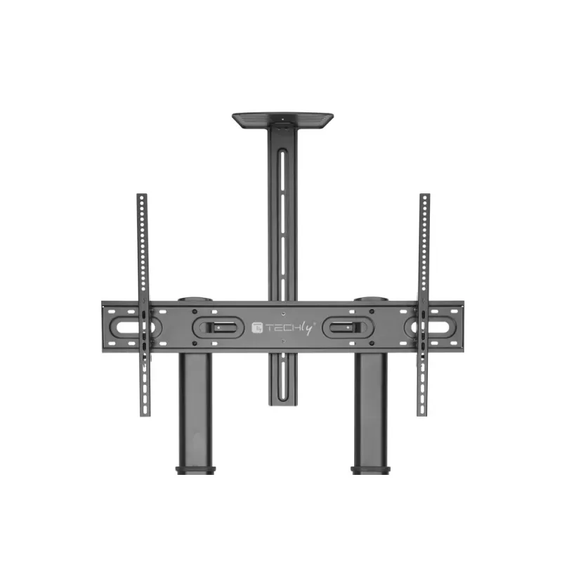 Techly Stahl-Trolley-Bodenständer mit höhenverstellbarer Stütze für TV von 60'' auf 100''