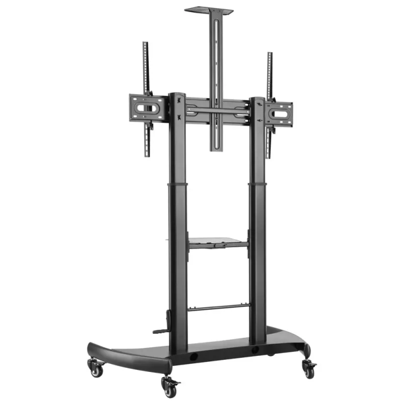 Techly Stahl-Trolley-Bodenständer mit höhenverstellbarer Stütze für TV von 60'' auf 100''