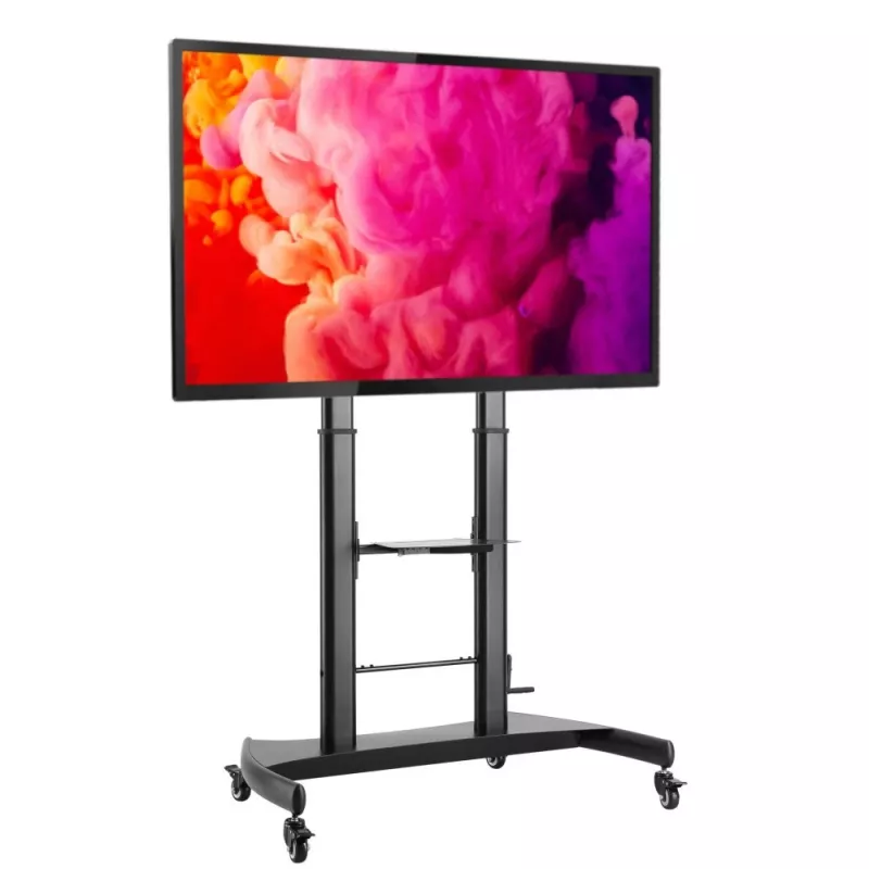 Techly Stahl-Trolley-Bodenständer mit höhenverstellbarer Stütze für TV von 60'' auf 100''