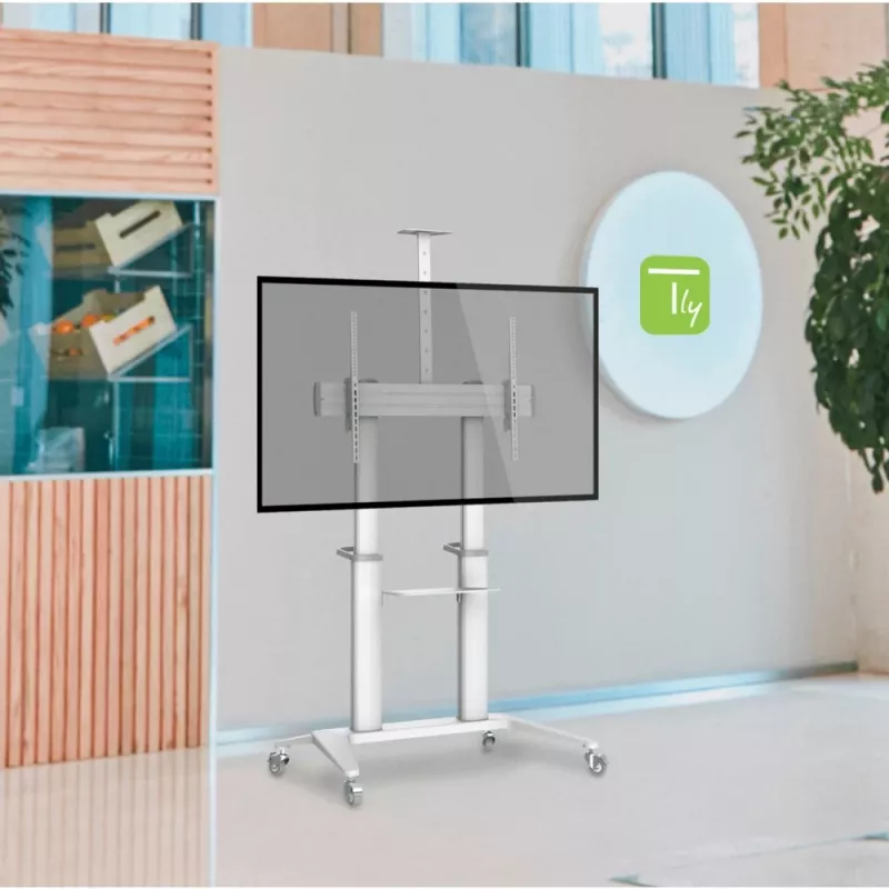 Techly ICA-TR49W Multimedia-Wagen/Ständer weiß für Flachbildschirm