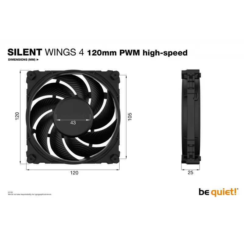 be quiet SILENT WINGS 4 | 120mm PWM high-speed Gehäuselüfter 12 cm Schwarz 1 Stück
