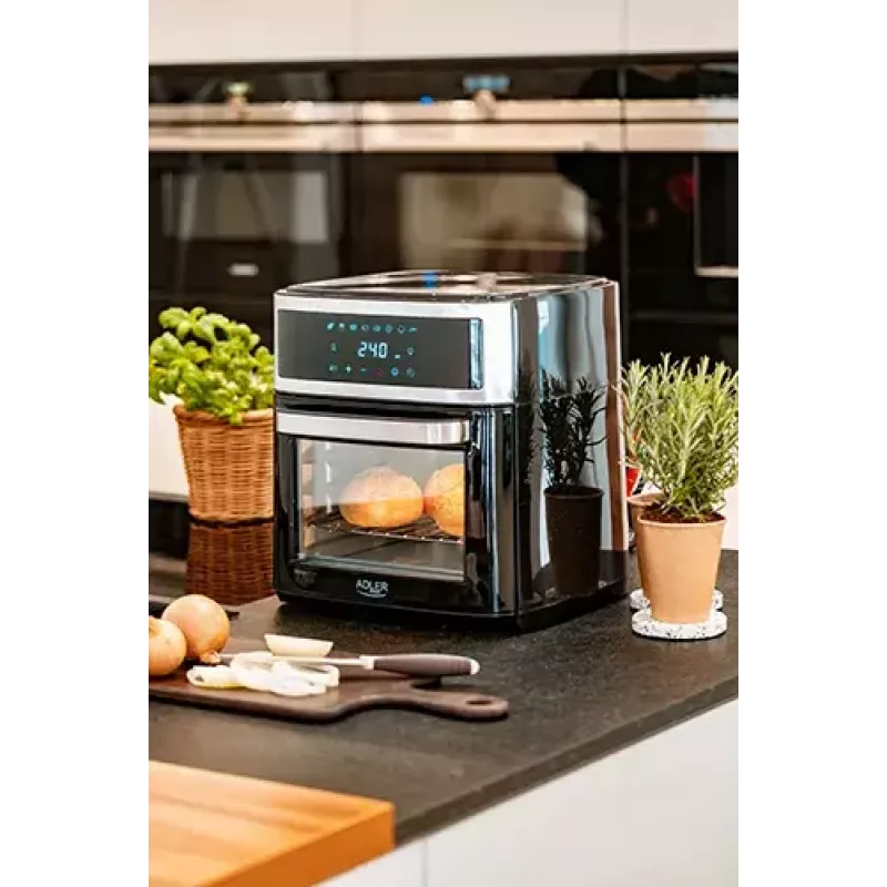 Heißluft-Fritteuse-Ofen Adler AD 6309 13 L 2500 W Schwarz/Silber, Touch-Steuerung, Rotisserie