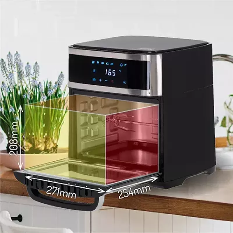 Heißluft-Fritteuse-Ofen Adler AD 6309 13 L 2500 W Schwarz/Silber, Touch-Steuerung, Rotisserie