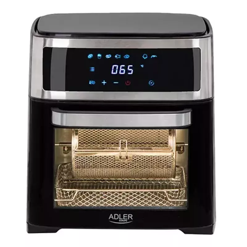 Heißluft-Fritteuse-Ofen Adler AD 6309 13 L 2500 W Schwarz/Silber, Touch-Steuerung, Rotisserie