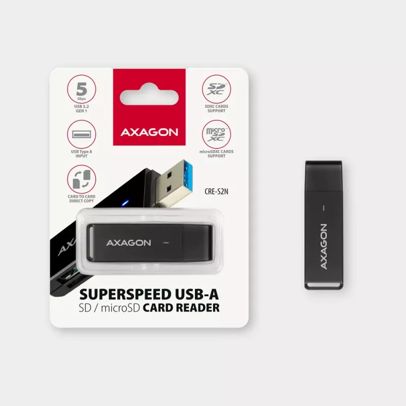 Card Reader Axagon CRE-S2N USB 3.2 Gen 1 Type-A Schwarz