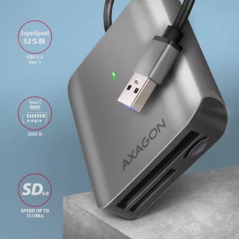 Axagon CRE-S3 Externer USB-A 3.2 Gen 1 3-Slot & LUN SD/microSD/CF-Kartenleser USB 3.2 Gen 1 (3.1 Gen 1) Typ-A Grau