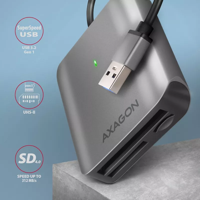 Axagon CRE-S3 Externer USB-A 3.2 Gen 1 3-Slot & LUN SD/microSD/CF-Kartenleser USB 3.2 Gen 1 (3.1 Gen 1) Typ-A Grau