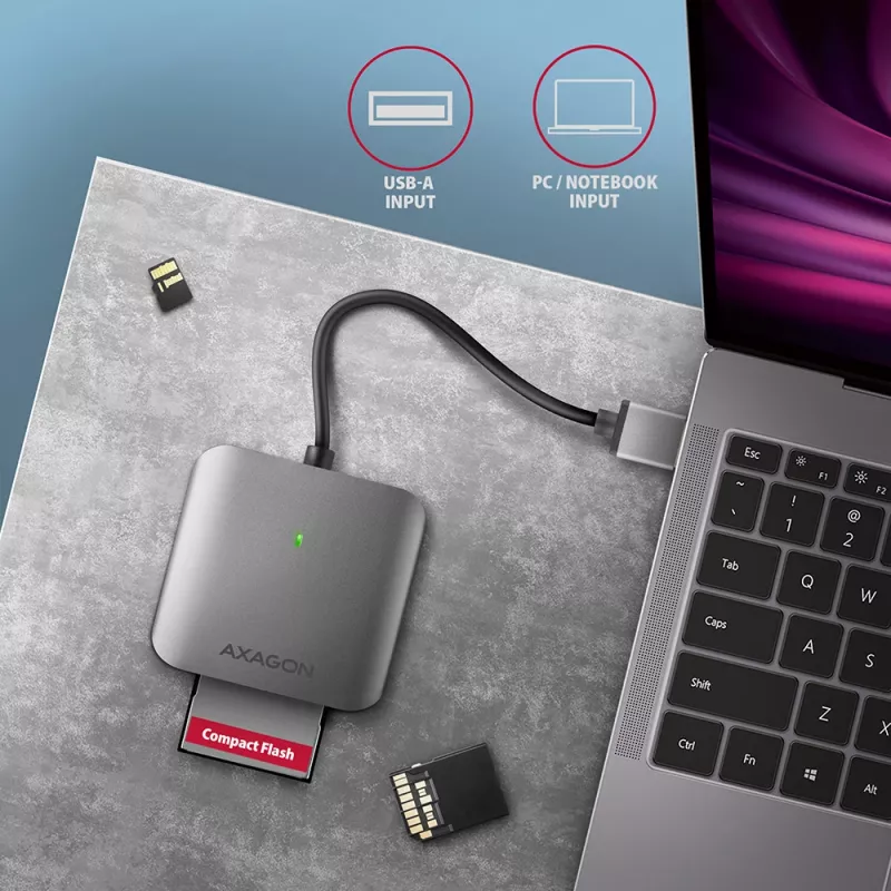 Axagon CRE-S3 Externer USB-A 3.2 Gen 1 3-Slot & LUN SD/microSD/CF-Kartenleser USB 3.2 Gen 1 (3.1 Gen 1) Typ-A Grau
