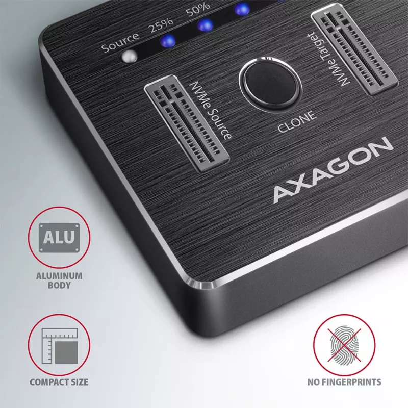 Axagon ADSA-M2C SuperSpeed USB-C 10Gbps Dual-M.2-NVMe-Dock