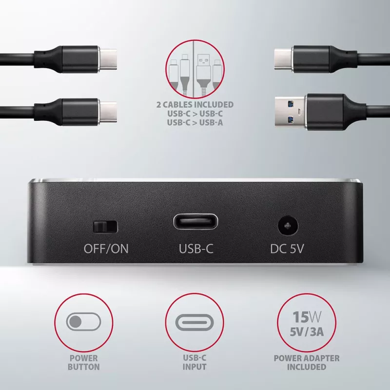 Axagon ADSA-M2C SuperSpeed USB-C 10Gbps Dual-M.2-NVMe-Dock