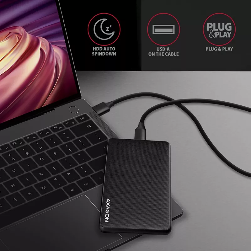 Axagon EE25-SL Schraubenlose USB 3.2 Gen 1 - SATA 6G externe Box für 2,5 Zoll SSD/HDD