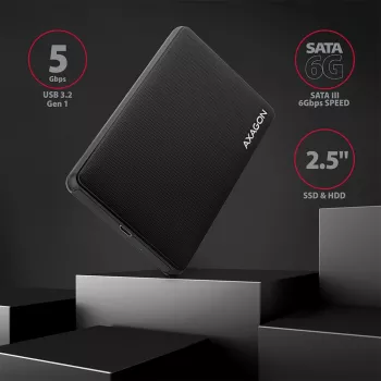 Axagon EE25-SLC Schraubenloses USB-C 3.2 Gen 1 - SATA 6G externes Gehäuse für 2,5 Zoll SSD/HDD