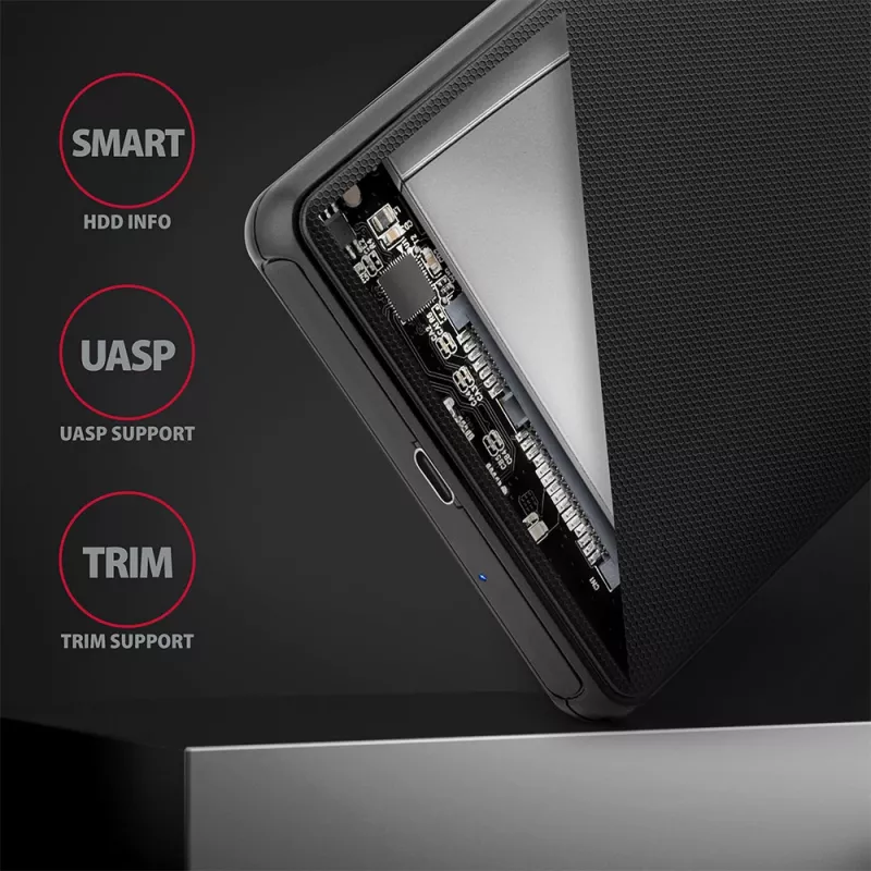 Axagon EE25-SLC Schraubenloses USB-C 3.2 Gen 1 - SATA 6G externes Gehäuse für 2,5 Zoll SSD/HDD