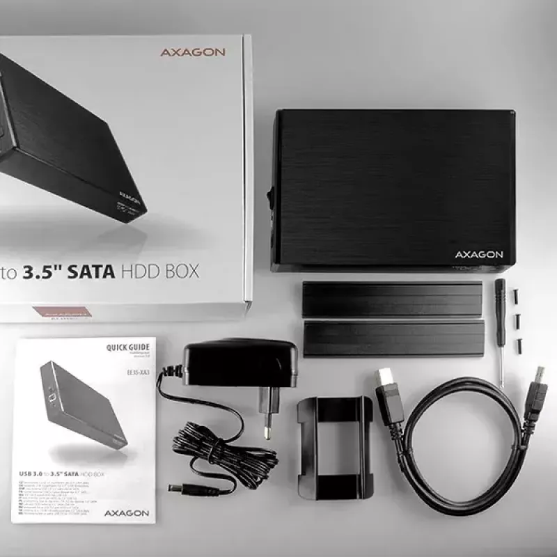 Axagon EE35-XA3 kompaktes Aluminium-USB-3.2-Gen-1-Externgehäuse SATA für 3,5-Zoll-Festplatten