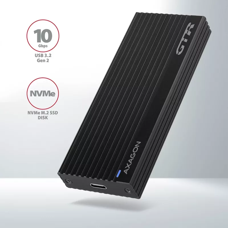 Axagon EEM2-GTR Externes USB-C 3.2 Gen 2 Metallgehäuse für M.2 NVMe SSDs