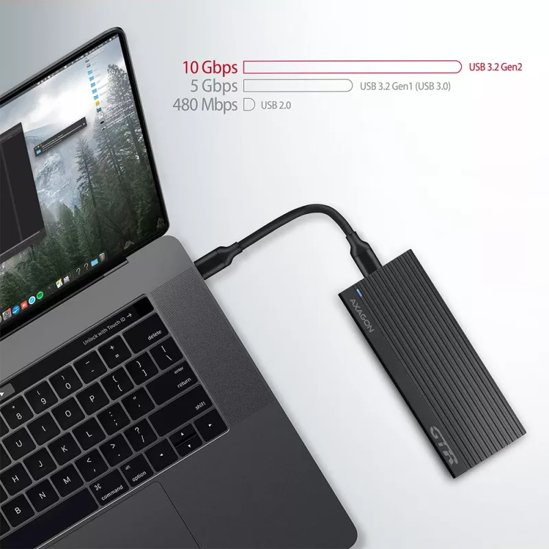 Axagon EEM2-GTR Externes USB-C 3.2 Gen 2 Metallgehäuse für M.2 NVMe SSDs
