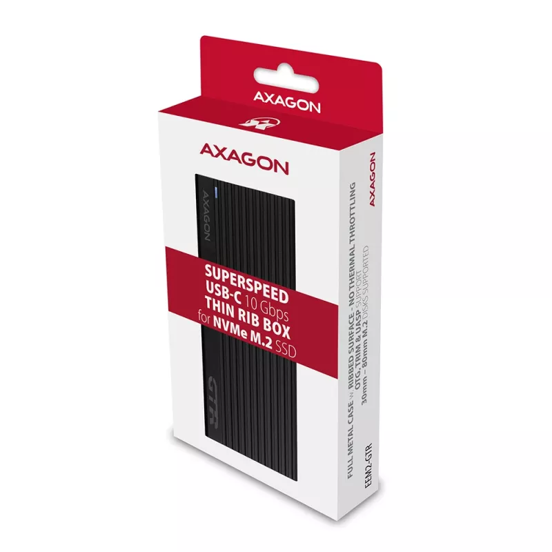 Axagon EEM2-GTR Externes USB-C 3.2 Gen 2 Metallgehäuse für M.2 NVMe SSDs