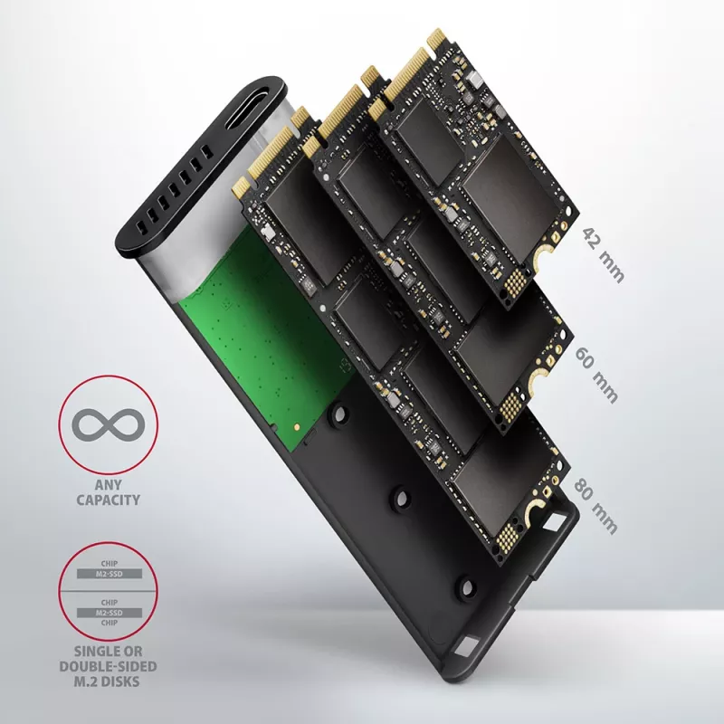 SSD-Gehäuse Axagon EEM2-SBC USB-C 3.2 Gen 2 Schwarz M.2