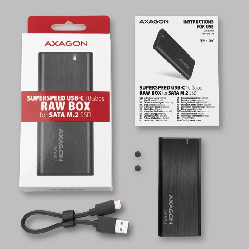 SSD-Gehäuse Axagon EEM2-SBC USB-C 3.2 Gen 2 Schwarz M.2