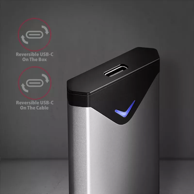 Axagon EEM2-UG2 Externes USB-C 10Gbps Metallgehäuse für M.2 NVMe SSD-Festplatten. Silber