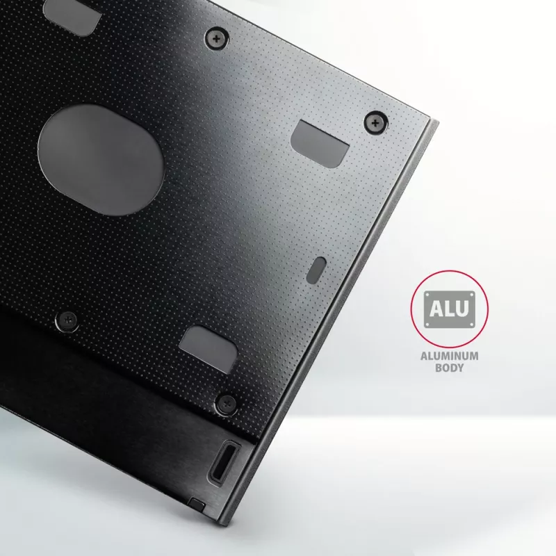 Axagon RSS-CD09 2,5 inch SSD/HDD-Einbaurahmen für DVD-Slot 9,5 mm LED ALU Schnittstellenkarten/Adapter Intern SATA