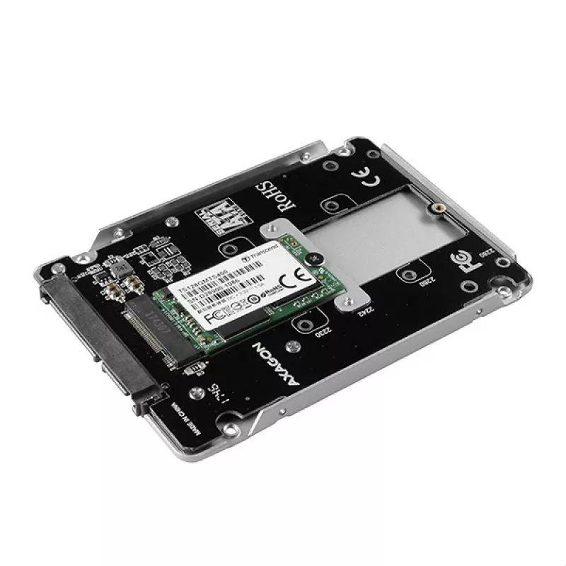 Axagon RSS-M2SD SATA - M.2 SATA SSD, interne 2,5-Zoll-ALU-Box, silber