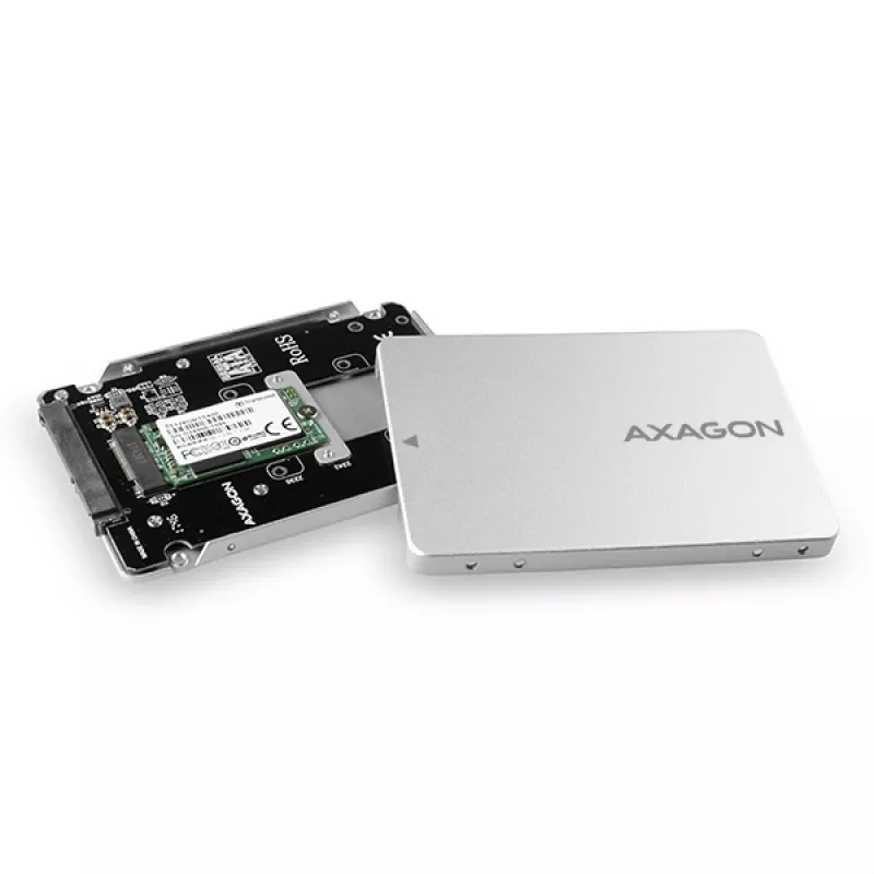 Axagon RSS-M2SD SATA - M.2 SATA SSD, interne 2,5-Zoll-ALU-Box, silber