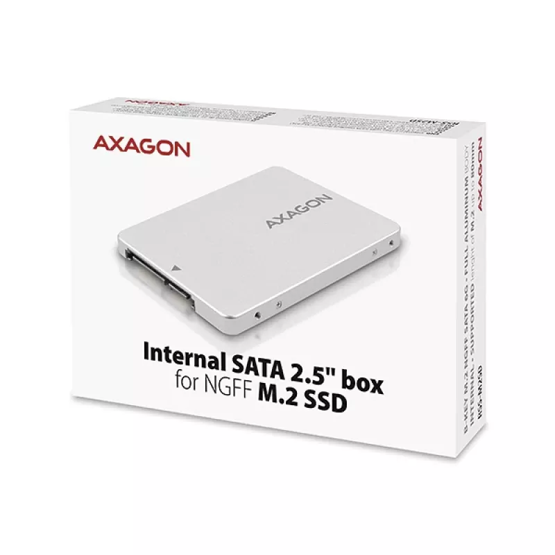 Axagon RSS-M2SD SATA - M.2 SATA SSD, interne 2,5-Zoll-ALU-Box, silber