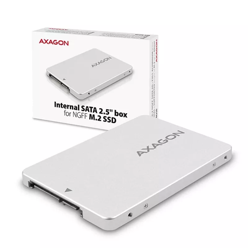 Axagon RSS-M2SD SATA - M.2 SATA SSD, interne 2,5-Zoll-ALU-Box, silber