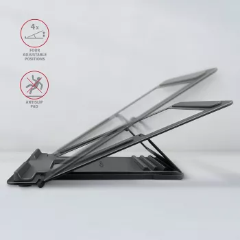 Axagon STND-L Aluminium-Ständer für Laptops, Größe 10 Zoll – 17,3 Zoll. Acht einstellbare Höhen- und Winkelpositionen. Graue Version.