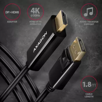 Axagon RVD-HI14C2 DisplayPort -> HDMI 1.4 Kabel 1,8m, 4K/30Hz