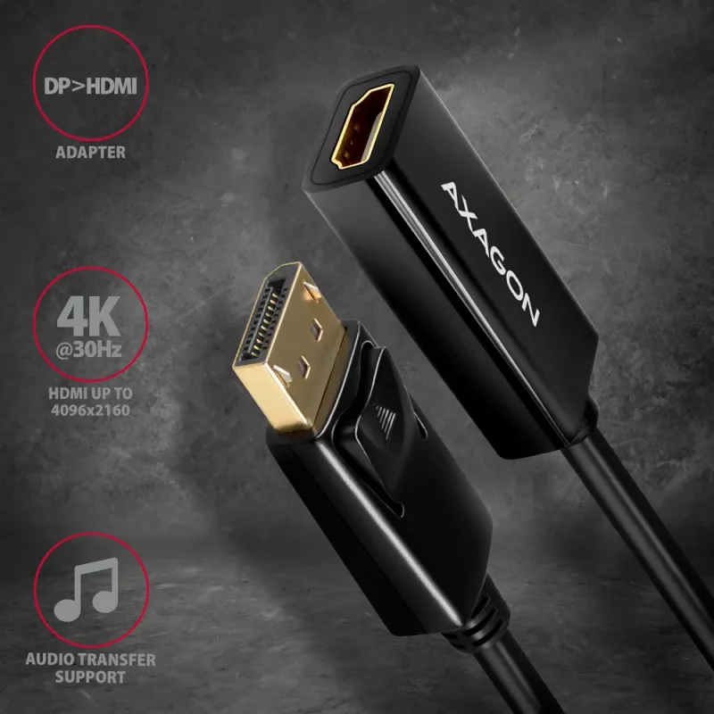 Axagon RVD-HI14N DisplayPort -> HDMI 1.4 Adapter 4K/30Hz
