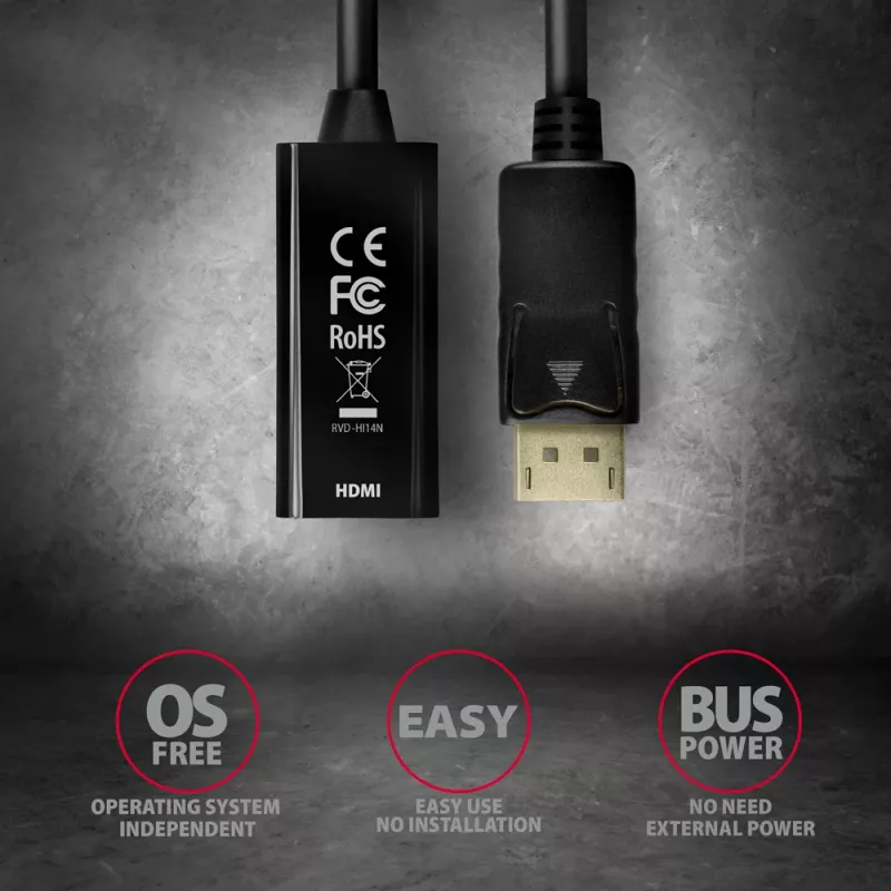 Axagon RVD-HI14N DisplayPort -> HDMI 1.4 Adapter 4K/30Hz