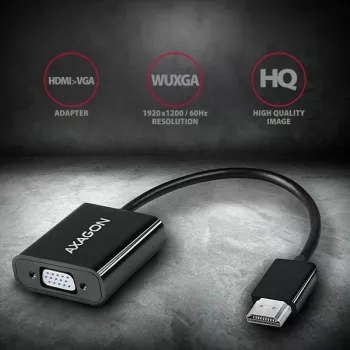 Axagon RVH-VGAN HDMI -> VGA Adapter FullHD, 1920x1200, Audio-Ausgang, Stromversorgung