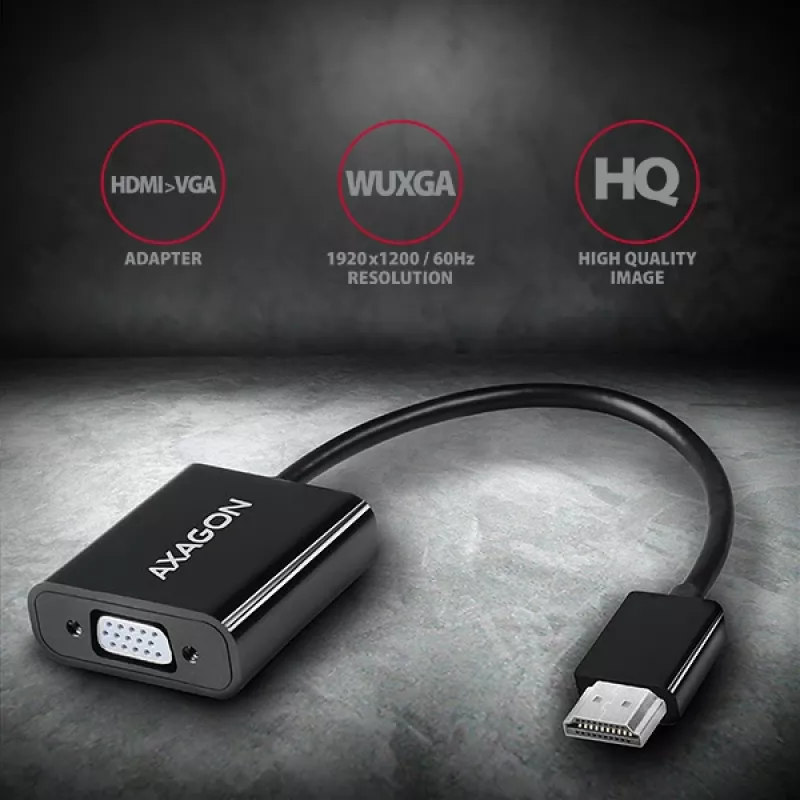Axagon RVH-VGAN HDMI -> VGA Adapter FullHD, 1920x1200, Audio-Ausgang, Stromversorgung