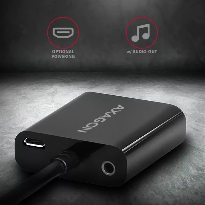 Axagon RVH-VGAN HDMI -> VGA Adapter FullHD, 1920x1200, Audio-Ausgang, Stromversorgung