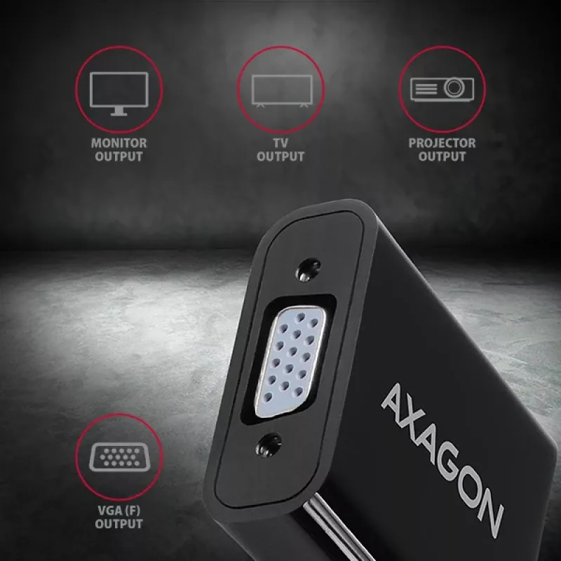 Axagon RVH-VGAN HDMI -> VGA Adapter FullHD, 1920x1200, Audio-Ausgang, Stromversorgung
