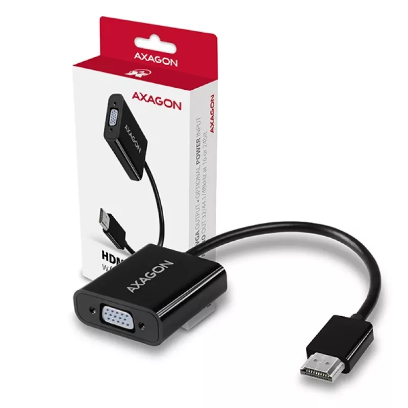 Axagon RVH-VGAN HDMI -> VGA Adapter FullHD, 1920x1200, Audio-Ausgang, Stromversorgung