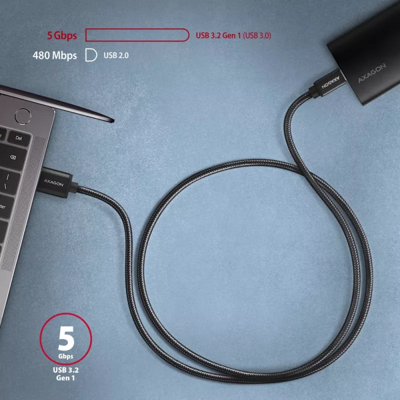 Axagon BUCM3-AM20AB SPEED USB-C <> USB-A 3.2 Gen 1 Kabel 2 m