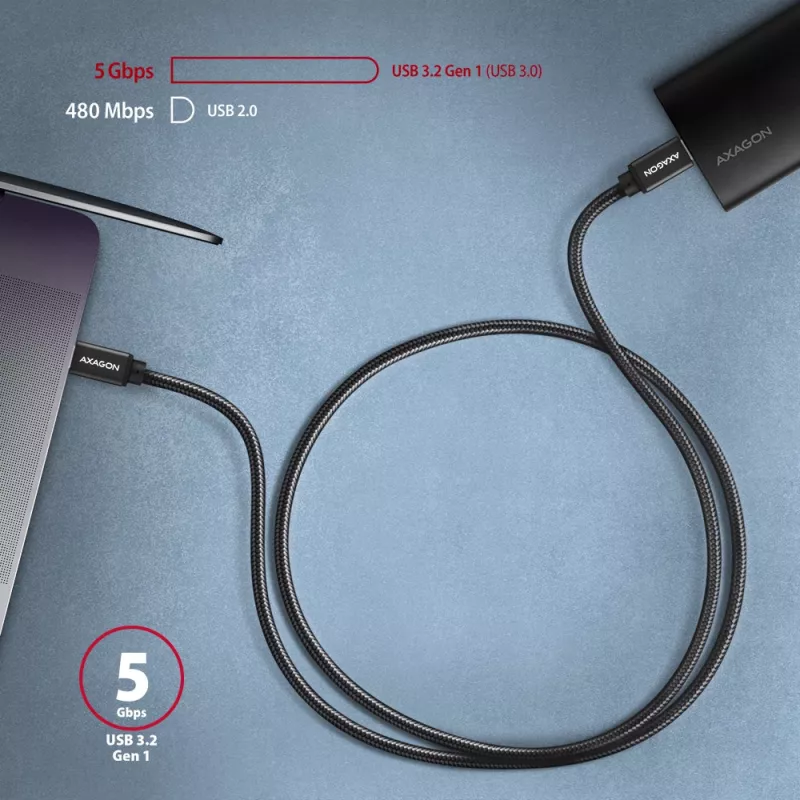 Axagon BUCM3-CM20AB SPEED USB-C <> USB-C 3.2 Gen 1 Kabel 2 m