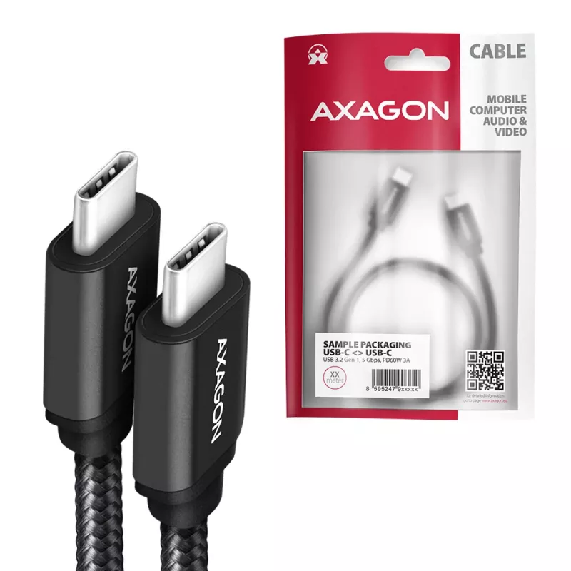 Axagon BUCM3-CM20AB SPEED USB-C <> USB-C 3.2 Gen 1 Kabel 2 m