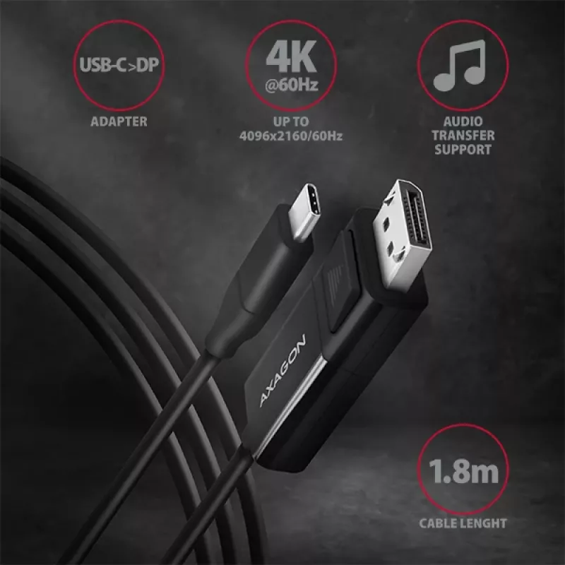 Axagon RVC-DPC USB-C -> DisplayPort Kabel 1,8m 4K/60Hz