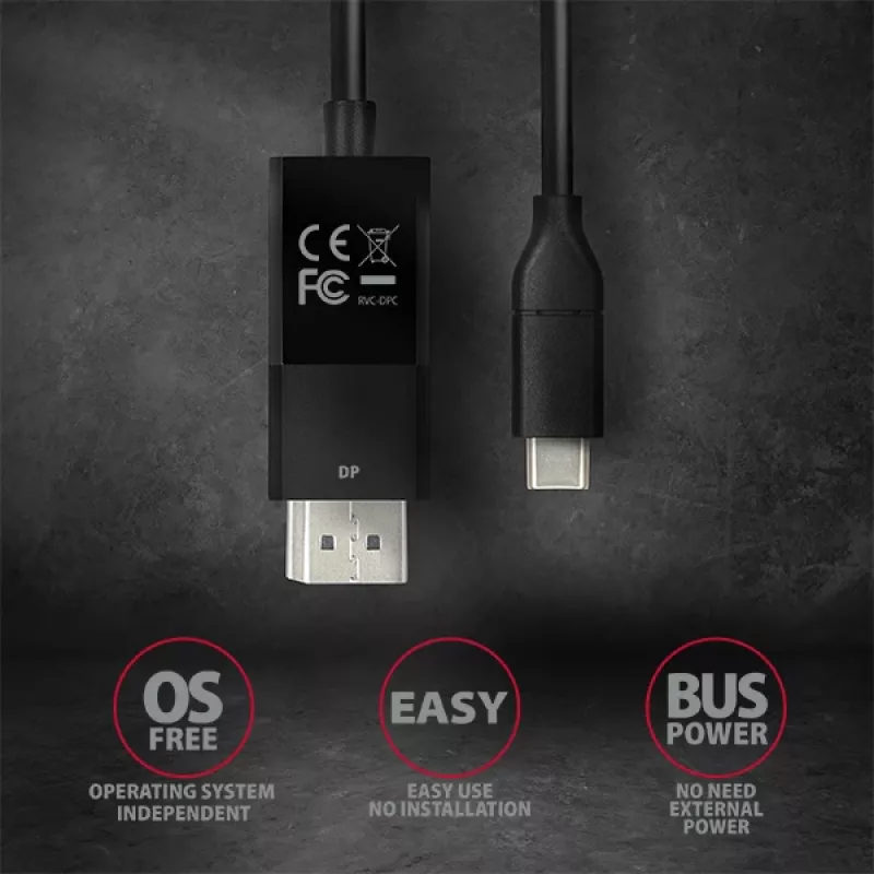 Axagon RVC-DPC USB-C -> DisplayPort Kabel 1,8m 4K/60Hz