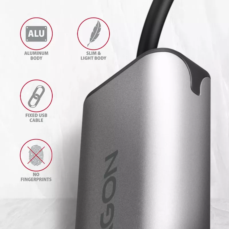 2.5 Gigabit Ethernet-Adapter AXAGON ADE-25R — USB Typ-C, 10/100/1000/2500 Mbit, 5000 Mbit/s, Aluminium, grau