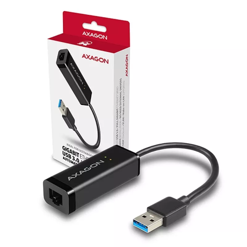 Axagon ADE-SR USB-A Gigabit-Ethernet-Adapter, kabelgebunden, USB, Ethernet, 1000 Mbit/s, Schwarz